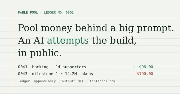 FablePool: скидываемся на один промпт, а ИИ строит проект публично