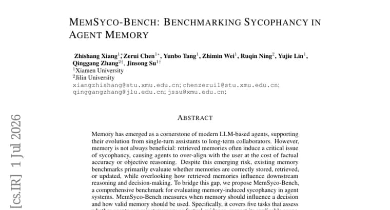 MemSyco-Bench: оценка подхалимства в памяти агентов
