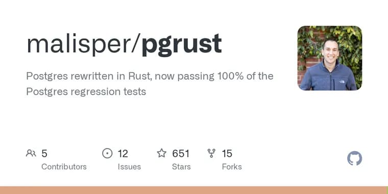Postgres переписали на Rust, pgrust проходит 100% официальных регрессионных тестов