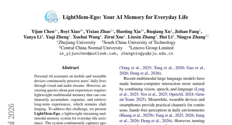 LightMem-Ego: лёгкая ИИ-память для смартфонов и умных очков запоминает день пользователя