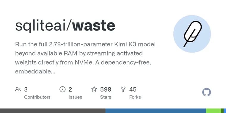 WASTE: движок, который гоняет Kimi K3 на 2,78 трлн параметров прямо с диска