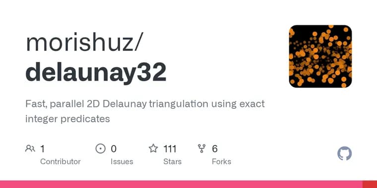 Delaunay32: библиотека для триангуляции Делоне быстрее delaunator-cpp более чем в 10 раз