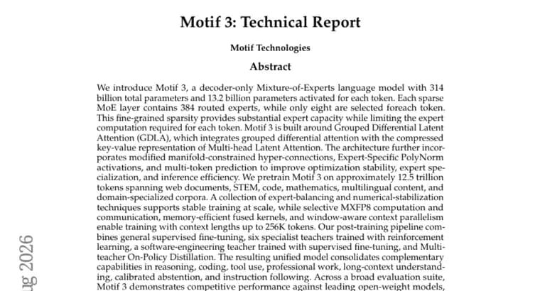 Motif 3: представлена MoE-модель на 314 млрд параметров с вниманием GDLA