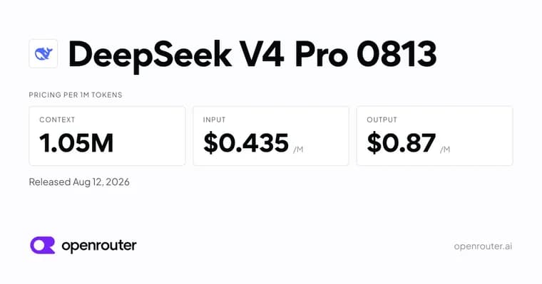 DeepSeek выпустила V4 Pro 0813, MoE-модель с контекстом 1 млн токенов
