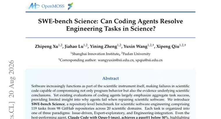 SWE-bench Science: лучший ИИ-агент (Claude Code) решает меньше половины научных задач