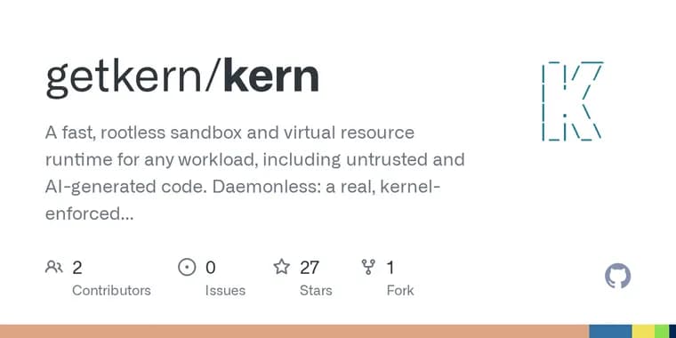 kern, контейнерный рантайм и песочница в бинарнике 1,52 МБ, без демона