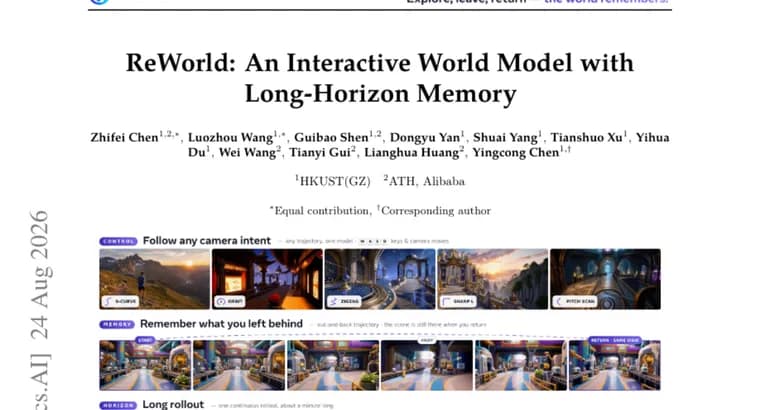 ReWorld: интерактивная world model научилась помнить сцену на минуты вперёд