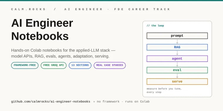 AI Engineer Notebooks: бесплатный курс AI-инженера на Colab без единого фреймворка