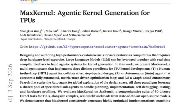 MaxKernel: мультиагентная система создаёт ядра для TPU не хуже экспертов
