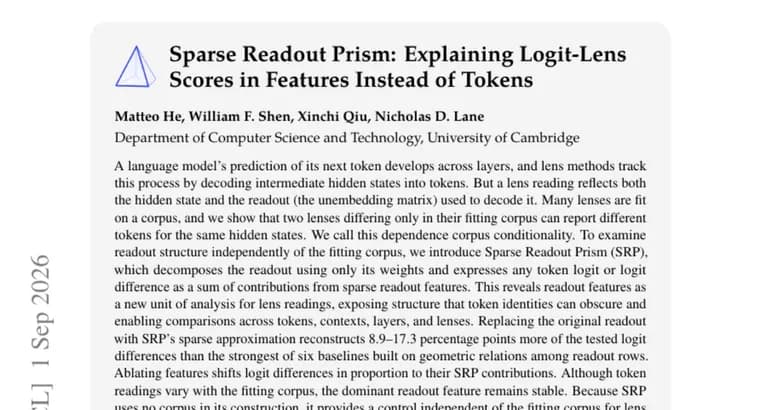 Sparse Readout Prism: метод разложил «читалку» языковой модели на признаки
