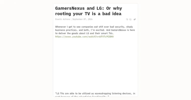 GamersNexus обвинил LG TV в слежке, блогер нашёл слабые места