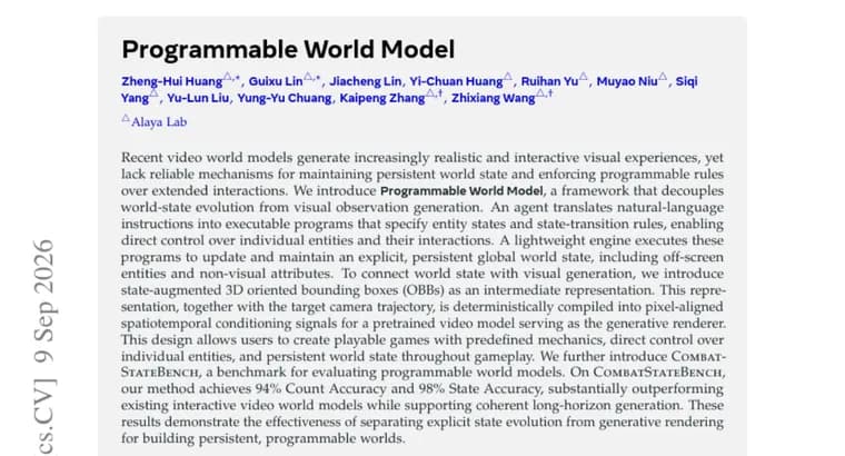 Programmable World Model разделил состояние игрового мира и генерацию видео