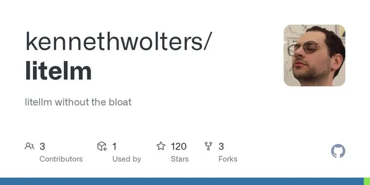 На GitHub выложили litelm, LiteLLM без прокси и кэша, всего ~2900 строк кода