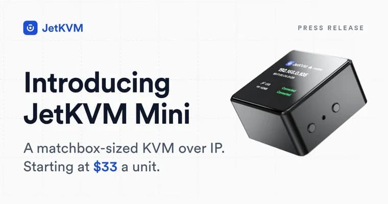 JetKVM выпустила Mini: KVM-переключатель размером со спичечный коробок за $33