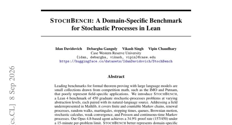 StochBench: агент на Opus 4.8 доказал 34,9% из 450 задач по теории вероятностей