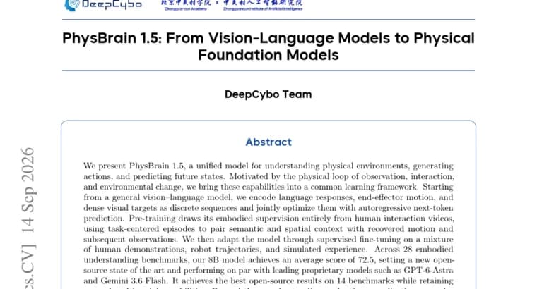 PhysBrain 1.5, открытая модель для роботов, сравнялась с GPT-6-Astra и Gemini 3.6 Flash