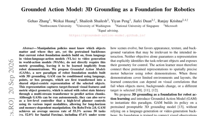 Grounded Action Model: новый ИИ-фундамент для роботов с 3D-восприятием объектов