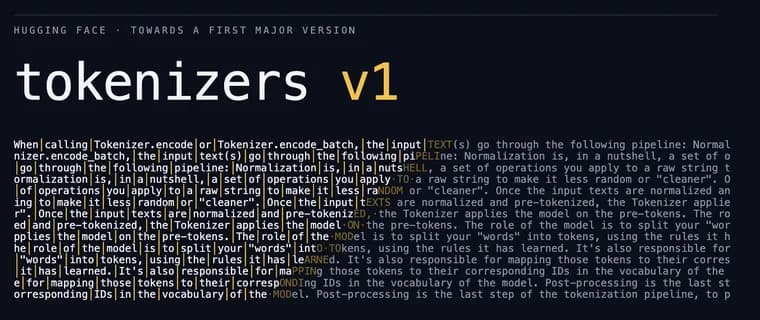 Hugging Face выпустила tokenizers v1, ускорение в 3, 30 раз