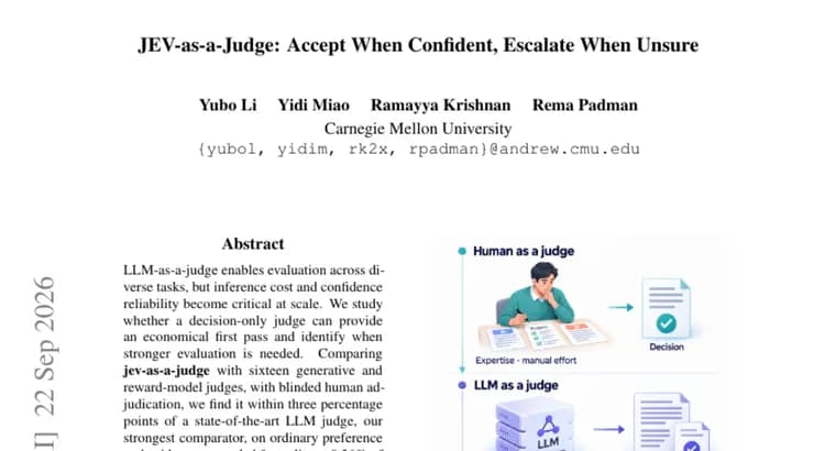 JEV-as-a-Judge: дешёвый ИИ-судья почти не уступает топовым LLM в оценке ответов