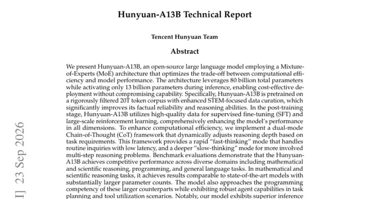 Вышла Hunyuan-A13B, открытая MoE-модель с 13 из 80 млрд параметров
