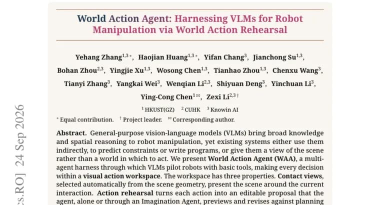 World Action Agent: новый ИИ-harness учит VLM управлять роботами через репетицию действий