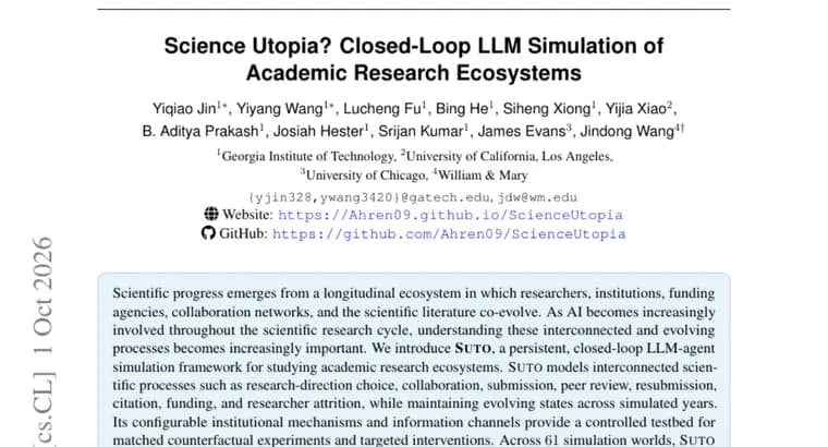 SciUtopia: симуляция науки на LLM-агентах показала, как повторные подачи растят нагрузку на рецензентов