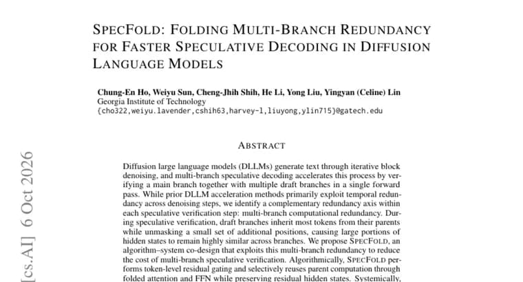 SpecFold ускоряет диффузионные языковые модели до 1,99x