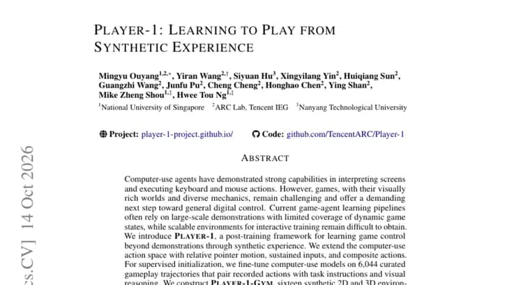 Player-1 учит ИИ-агентов управлять играми на синтетическом опыте
