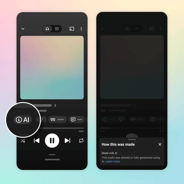 YouTube Music запустила метки для песен, созданных с помощью ИИ