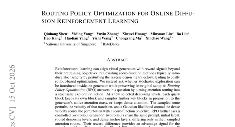 Routing Policy Optimization: авторы заявили почти 4-кратный выигрыш в обучении диффузионных генераторов