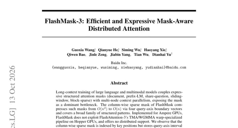 FlashMask-3: ядро внимания с масками для GPU Hopper и распределённого обучения