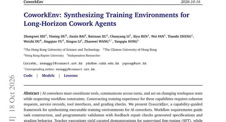 Фреймворк CoworkEnv: после SFT Qwen3-VL-8B-Instruct набрала на Claw-Eval 64,1 вместо 46,6