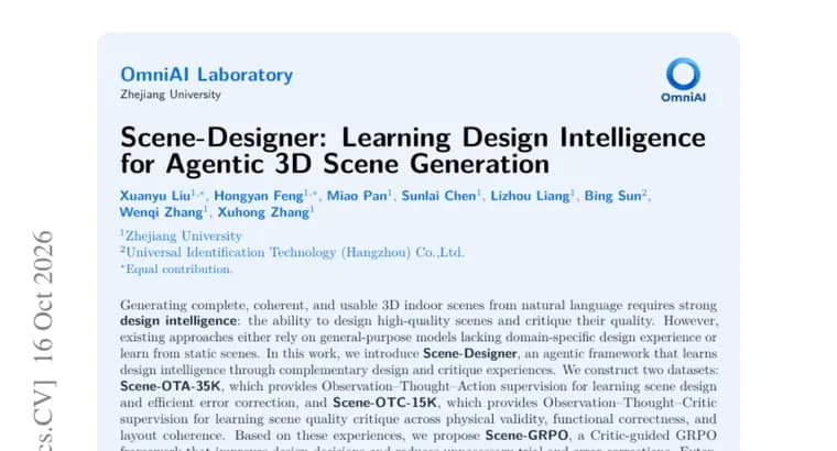 Scene-Designer: агентная система создаёт 3D-интерьеры по тексту и учится их критиковать