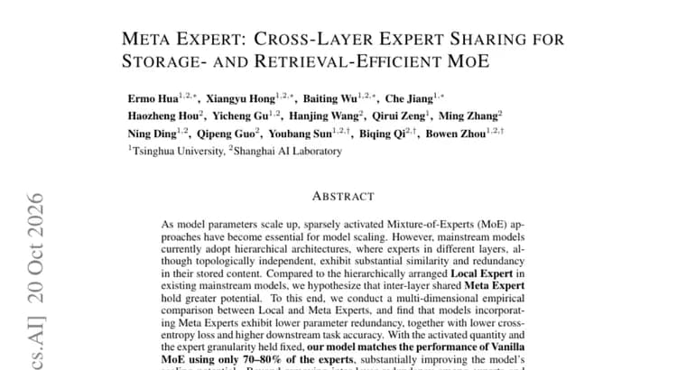Meta Expert: общие для слоёв эксперты MoE сравнялись с обычным MoE при 70-80% экспертов