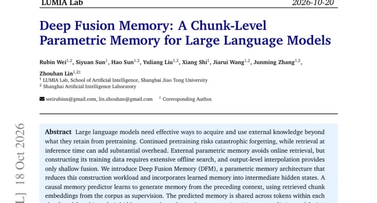 Deep Fusion Memory: память для языковых моделей без поиска при выводе