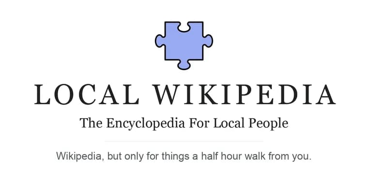 Local Wikipedia показывает статьи Википедии в получасе ходьбы от вас