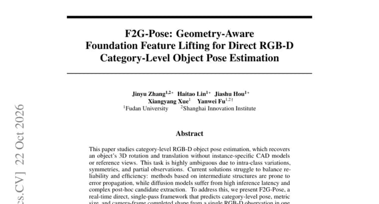 F2G-Pose оценивает позу объектов по RGB-D за один проход, 28 кадров/с
