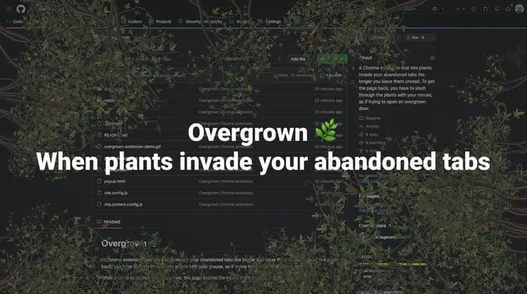 Разработчик сделал расширение Overgrown: брошенные вкладки Chrome зарастают растениями