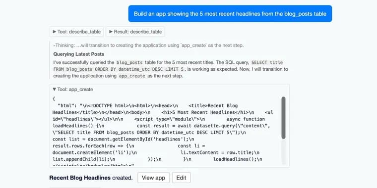 Datasette Apps: HTML-приложения прямо внутри базы данных