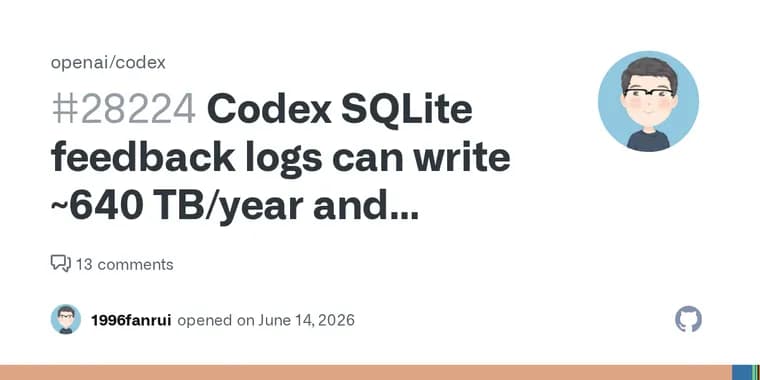 Критический баг в Codex: лог пишет сотни терабайт в год и убивает SSD