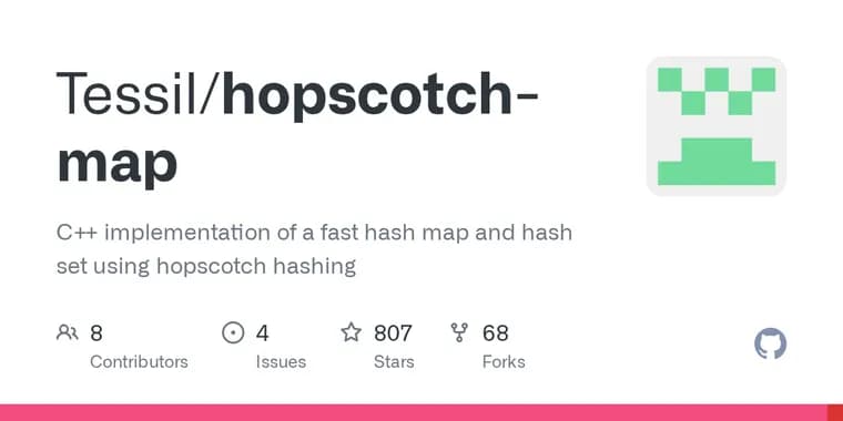 hopscotch-map, быстрая реализация хеш-таблицы на C++ с методом открытой адресации