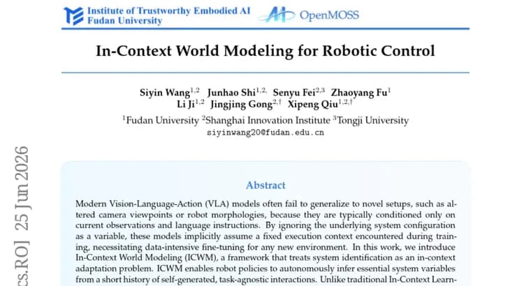 In-Context World Modeling: как роботам научиться адаптироваться к новым условиям без переобучения