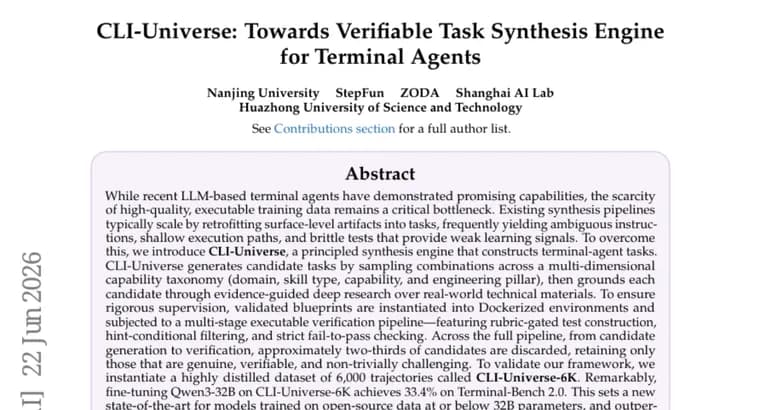 CLI-Universe: проверяемый движок синтеза задач для терминальных агентов