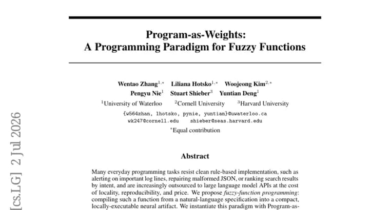 Program-as-Weights: программирование нечётких функций как нейросетевых артефактов
