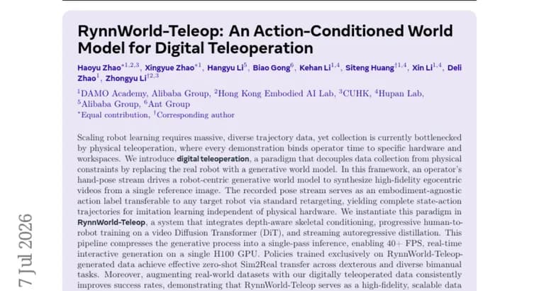 RynnWorld-Teleop: модель мира, управляемая действиями, для «цифровой телеоперации» роботов