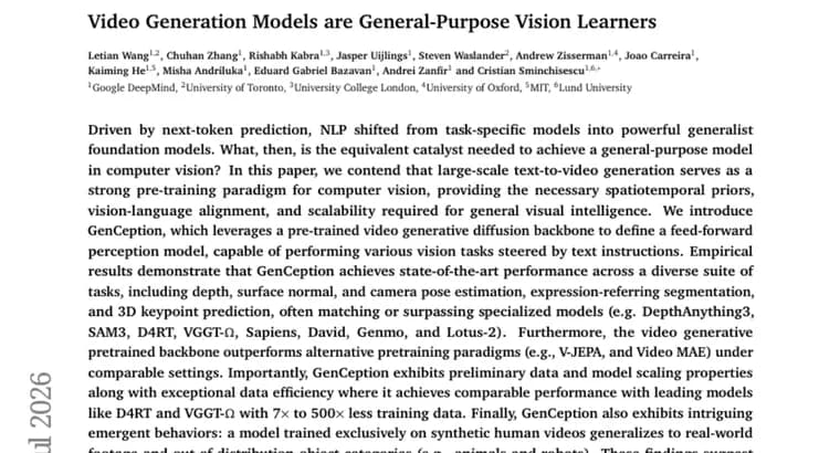 GenCeption: модели генерации видео заменяют специализированные системы зрения