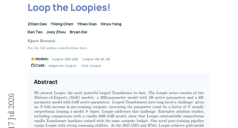 Loopie: зацикленный трансформер взял золото IMO и IPhO без инструментов