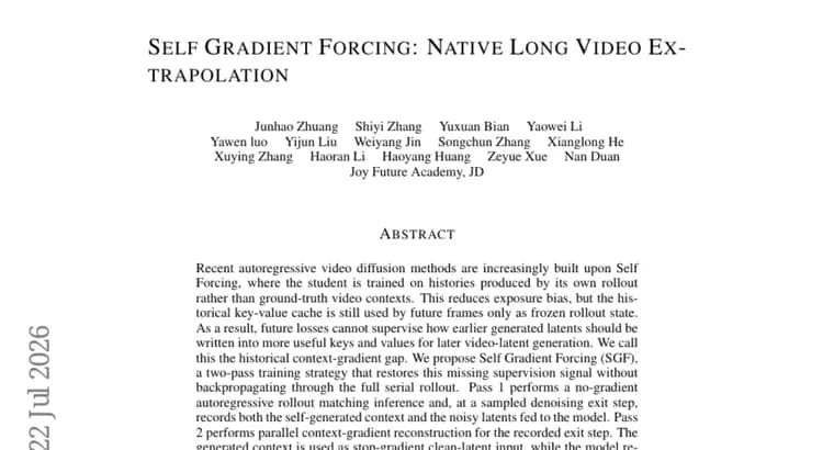 Self Gradient Forcing: новый метод обучения нейросетей для генерации видео произвольной длины