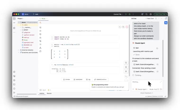 Marimo выпустил плагин для PyCharm: реактивные ноутбуки в IDE