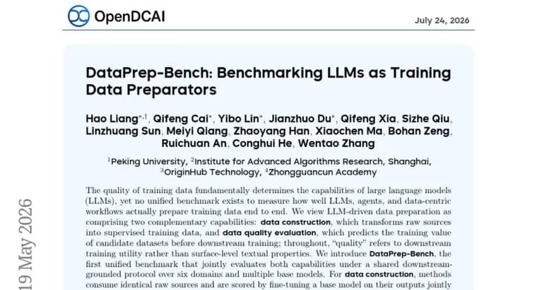 Учёные создали DataPrep-Bench, бенчмарк для оценки ИИ как «сборщика» обучающих данных